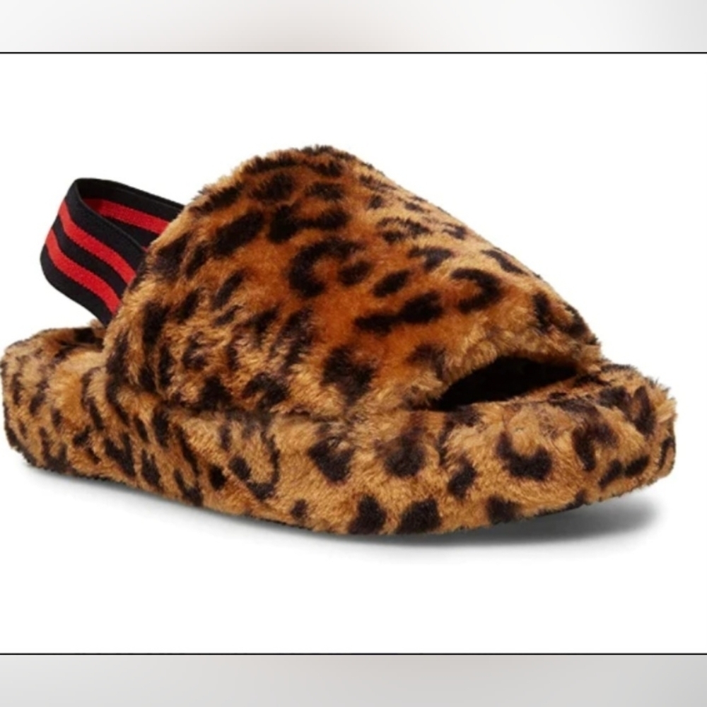NWT STEVE MADDEN WOMEN'S FLUFF LEOPARD SLIPPERS